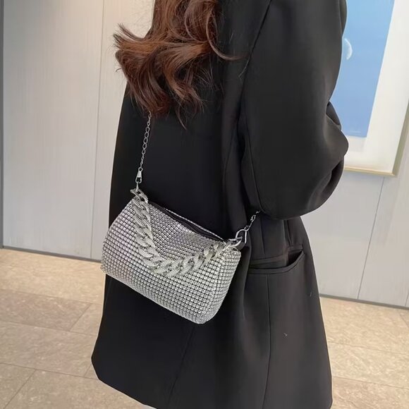 Rhinestone Chain Crossbody Bag ADJUSTABLE STRAP - Picture 3 of 3